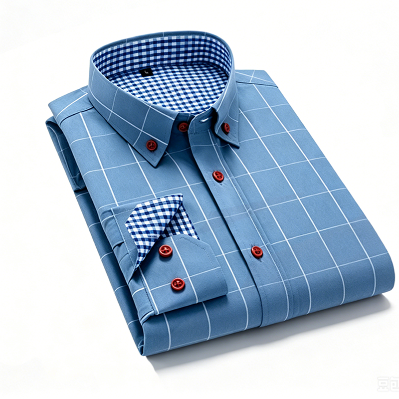 ✨Men's Modern Fit Windowpane Shirt – Contrast Details, Button-Down, Premium Blend 🍁