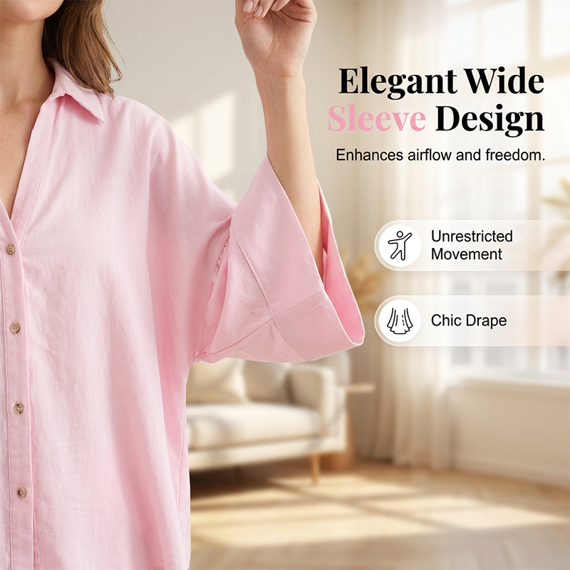 Women's Breathable Wide-Sleeve Casual Shirt