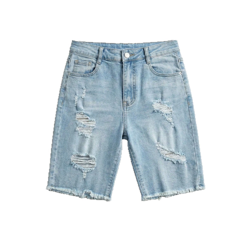 ✨ Women's High-Waisted Ripped Denim Shorts – Distressed, Cropped, Casual 🍁