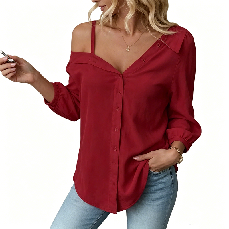 ⏳Time-Limited Special⏰Women's Casual Off-Shoulder Button-Down Shirt