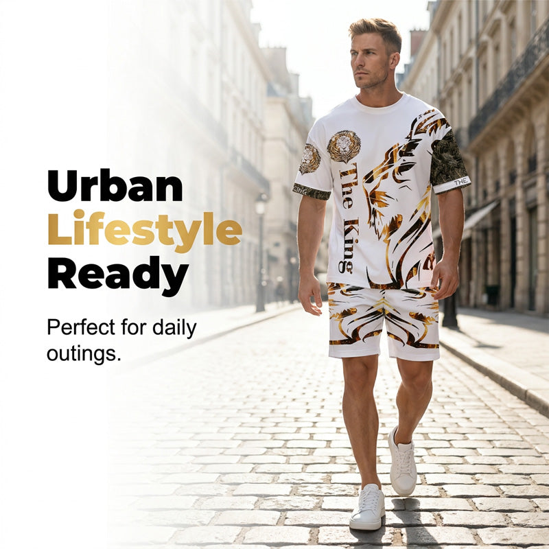 Men's Lion Graphic Set – Bold, Breathable, Urban Cool