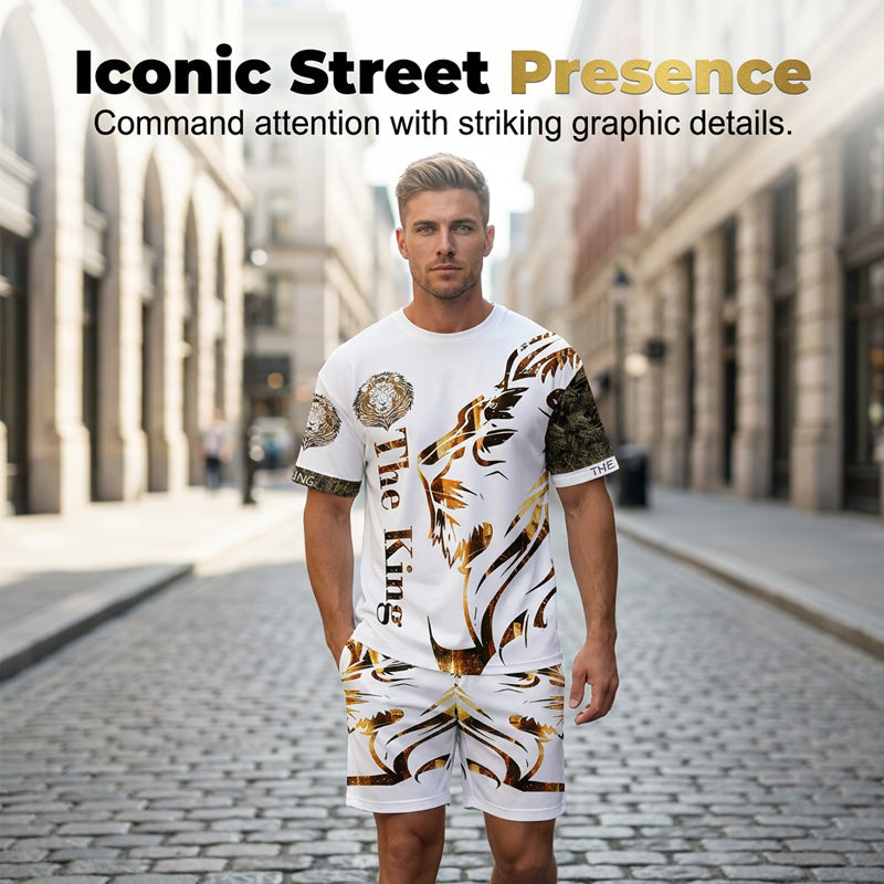 Men's Lion Graphic Set – Bold, Breathable, Urban Cool