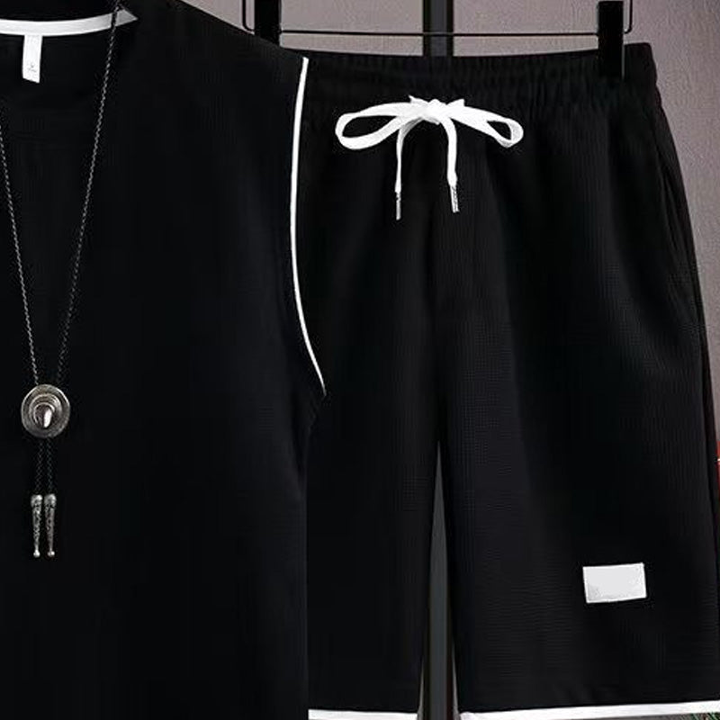 ✨ Men’s Minimalist Tank & Shorts Set – Waffle Knit, Drawstring Waist, Coordinated 🌿