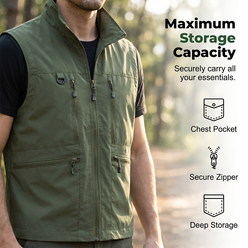 👷‍♂️💨Men's Breathable Mesh-Lined Work Vest | Multiple Pockets Utility Working Waistcoat
