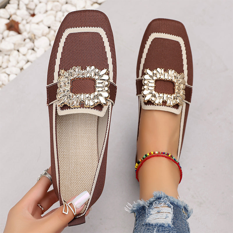 Square Toe Breathable Flat Shoes