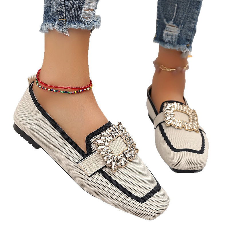 Square Toe Breathable Flat Shoes