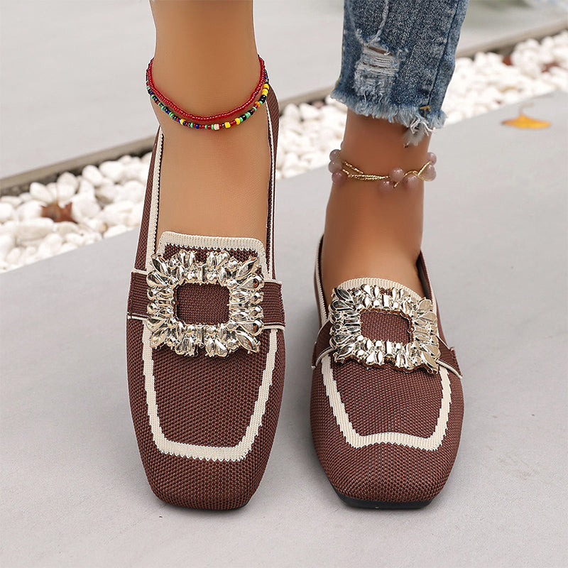 Square Toe Breathable Flat Shoes