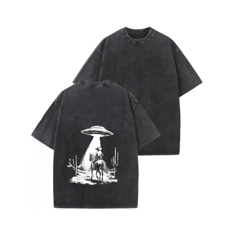 👕 LIMITED-TIME 50% OFF! ✨ Vintage UFO Cowboy Graphic Tee – Retro, Unique, Soft Cotton 🛸