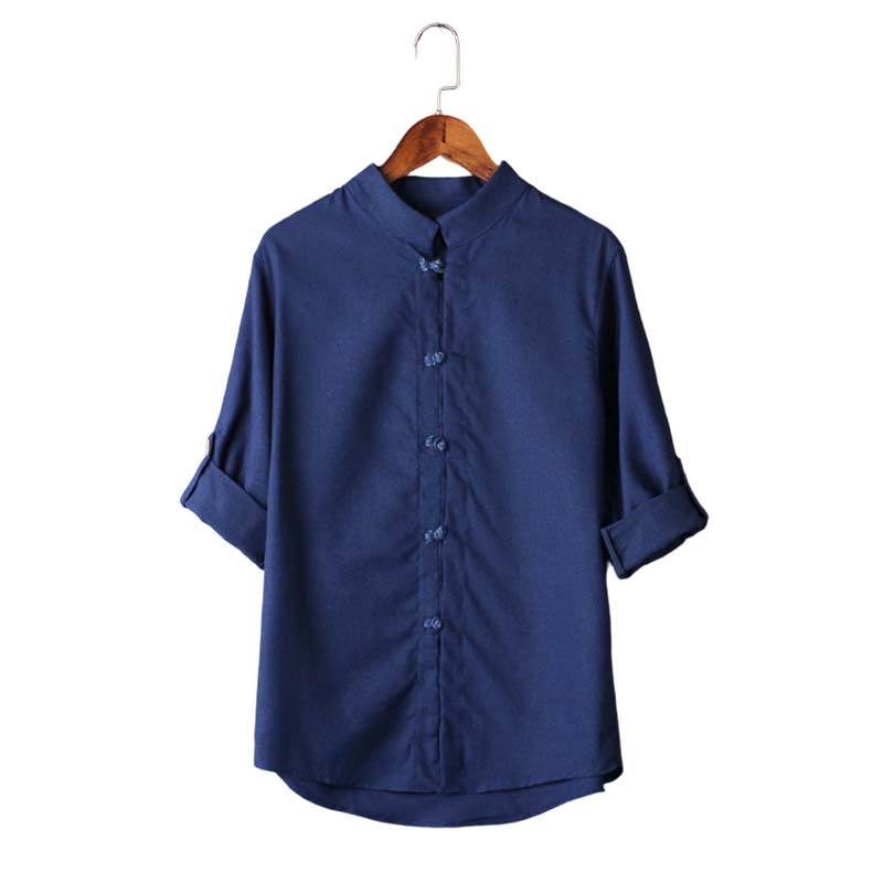 Men's Casual Linen Mandarin Collar Shirt