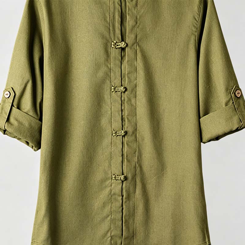 Men's Casual Linen Mandarin Collar Shirt