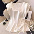 Women's Solid Color Silky V-Neck Tank Top