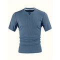 ✨ Men's V-Neck Short-Sleeve Shirt – Slim Fit, Modern & All-Day Fresh – Breathable Textured Knit, Notch Collar ☀️