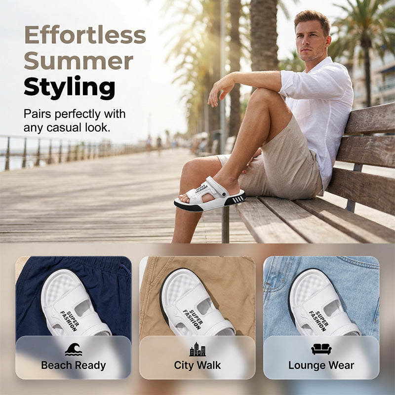 🚗 LIMITED-TIME 50% OFF! ✨ Men's Anti-Slip Driving Sandals – Cushioned, Adjustable, Quick-Dry ☀️