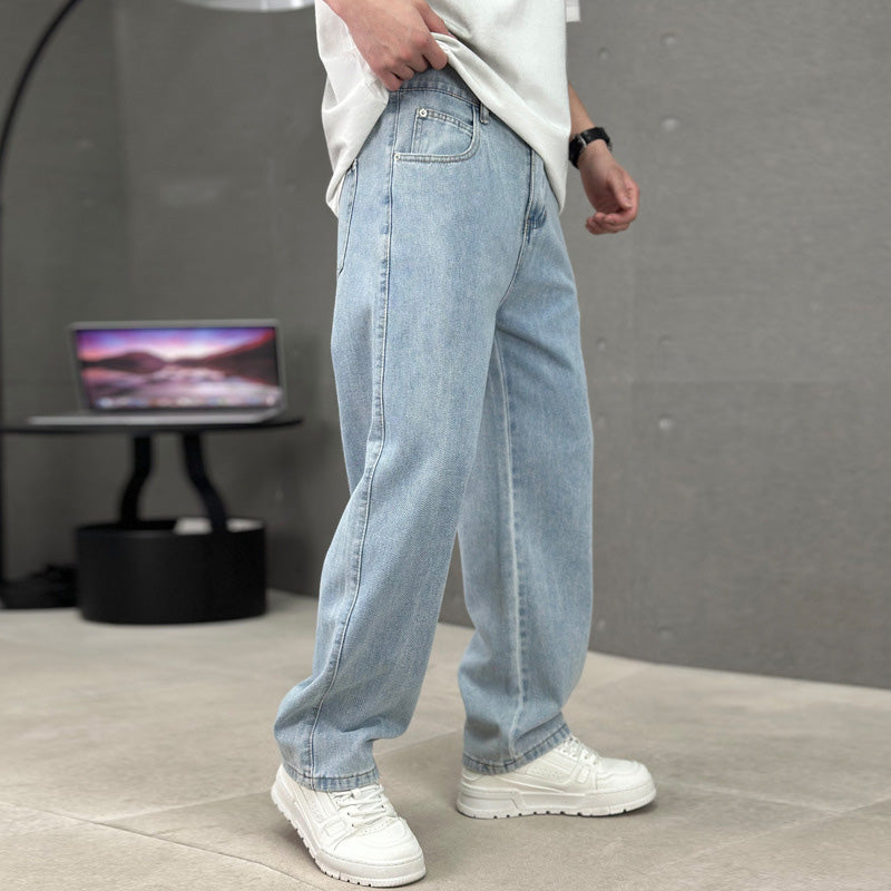 Men's Loose Fit Straight Leg Pants with Classic Pockets