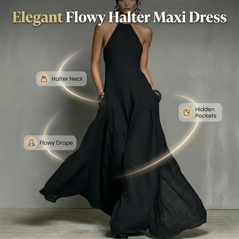 Women's Elegant Sleeveless Halter Maxi Dress