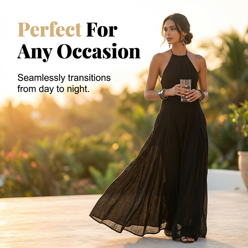 Women's Elegant Sleeveless Halter Maxi Dress