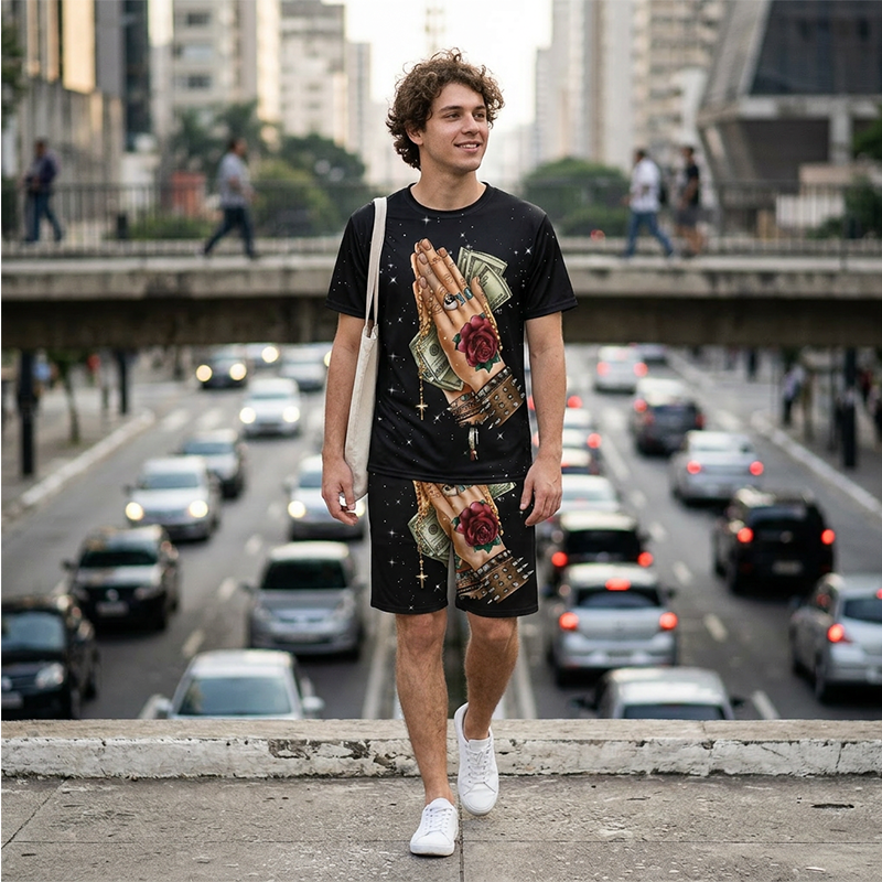 Men's Casual Top & Shorts 2-Piece Set 