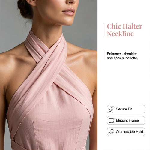Elegant Halter Sleeveless Jumpsuit with Waist Tie