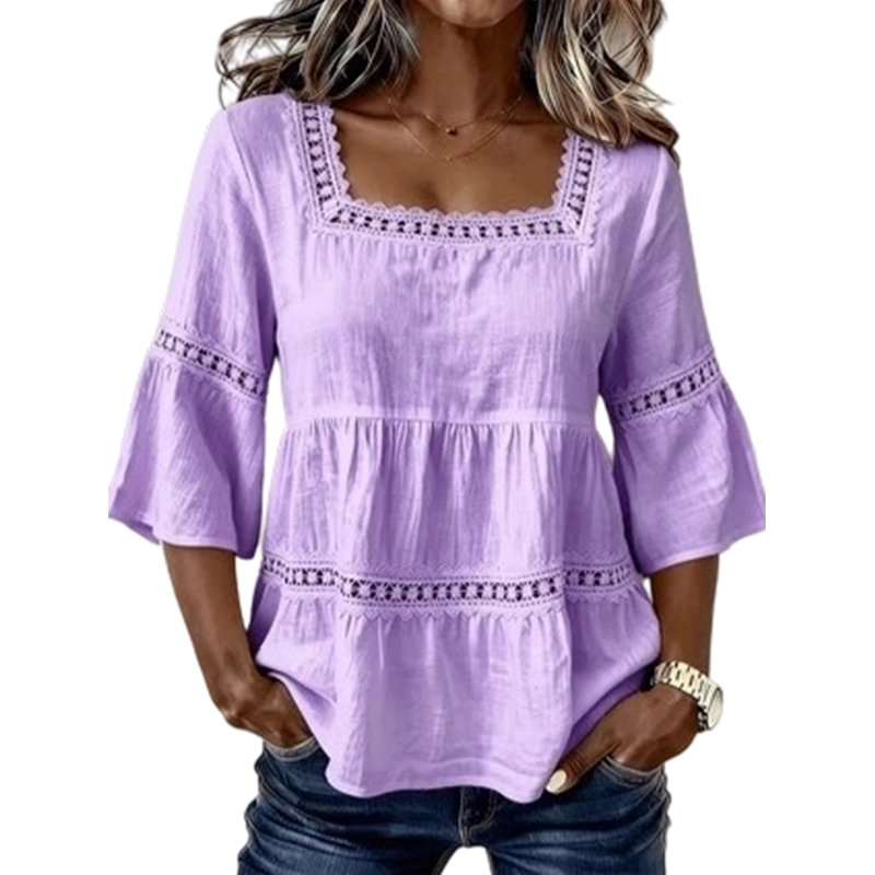 Elegant Square Neck Summer Blouse