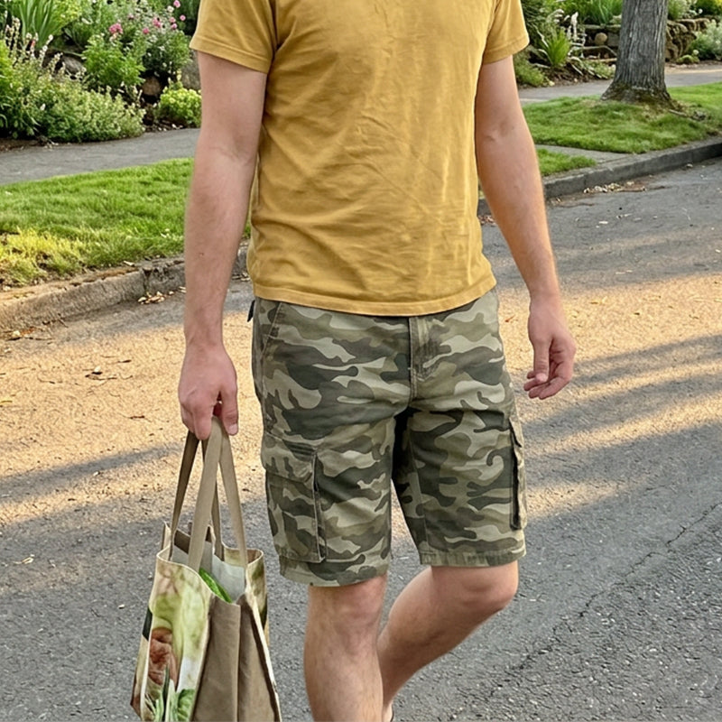 Men's Multi-Pocket Camo Cargo Shorts
