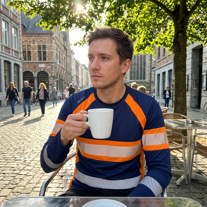 💥 Men's Casual Contrast Stripe Long Sleeve Top – Color-block & premium blend – Crew neck, lightweight – perfect for layering or stand-alone style ✨