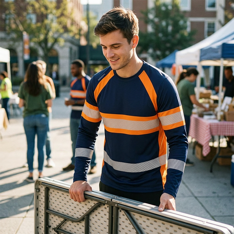 💥 Men's Casual Contrast Stripe Long Sleeve Top – Color-block & premium blend – Crew neck, lightweight – perfect for layering or stand-alone style ✨