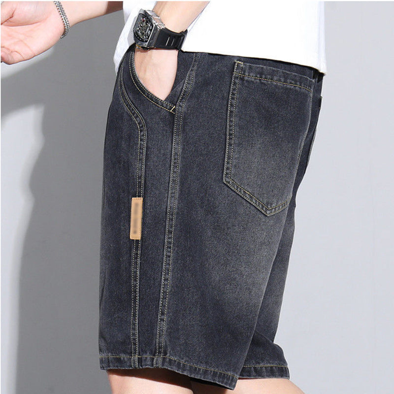 💥 Men's Vintage Denim Casual Shorts – Relaxed Fit, Drawstring Waist, Deep Pockets ✨