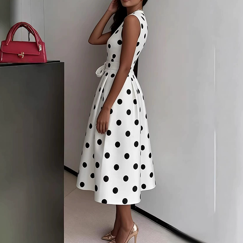 📢📢50% OFF !! ⏰Women's Polka Dot Sleeveless V-Neck Dress