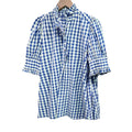 Women's Plaid Ruffle Collar Puff Sleeve Top